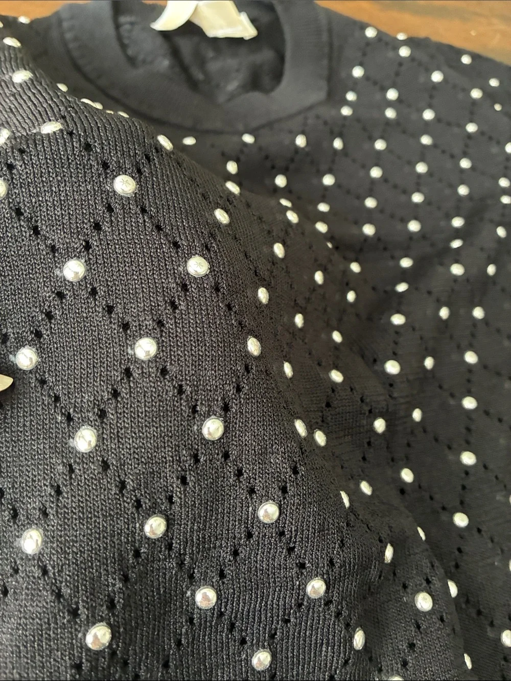 Michael Kors Black Crewneck Sweater with Silver Studs